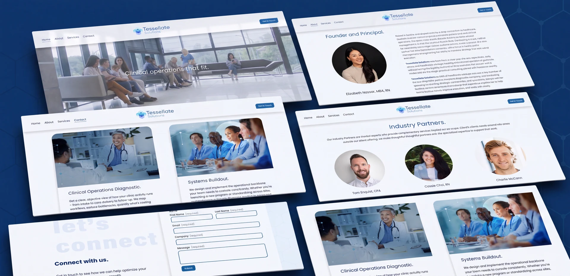 Tessellate Solutions — completed website including homepage, services, and about pages